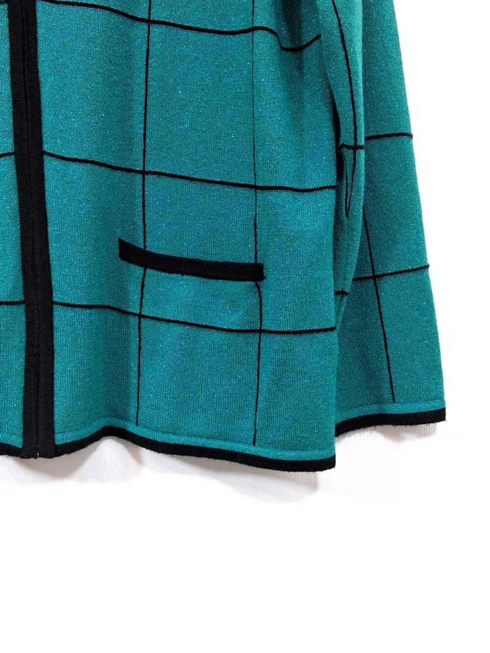 Vintage Sweater Set Allison Daley Petite Top Cardigan Sweater Teal Metallic PL - Picture 8 of 11